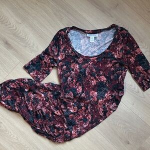 Motherhood Floral Long Sleeve Dress - Black and Pink